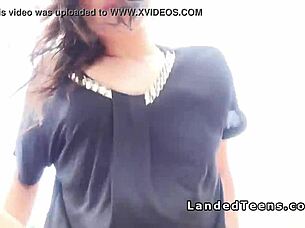 Outdoor beauty beautiful teen rides big black cock