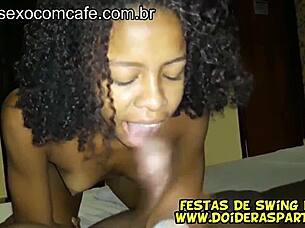 Two big cocks inspect young ebony's ass