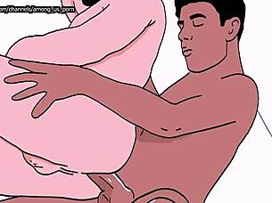 Cartoon gay porn with big dick and animation: Stepson fucks stepfather