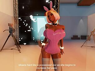 Big tits cosplay babe assfucked, creampie is received and receives it