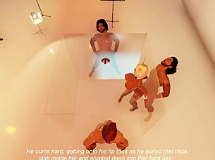 Big tits cosplay babe assfucked, creampie is received and receives it