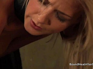 Femdom Mistress heels into the submissive lesbian slave and pounds her sex organ vigorously and brings orgasm delight