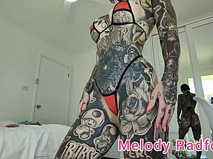 Hentai teen Melody Radford is showing off her huge ass in a see through bikini