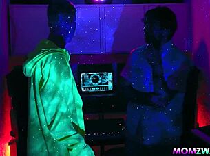Adult film stars Cougars Kiki Klout and Sasha Pearl fucking two big dicks in hardcore sex scene