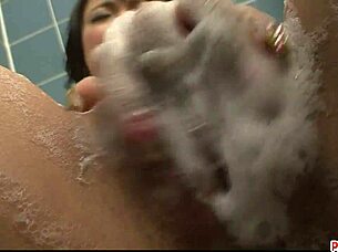 Haruna Katou's wet fingers in the shower that's hardcore crossdressing action