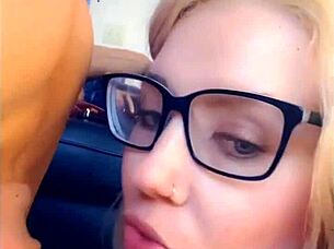 The blonde milf sucks stepbrother's cock on Snapchat
