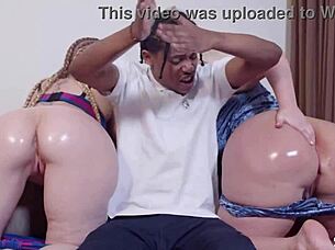 Hot threesome with Sara Jay getting fucked by a big black cock