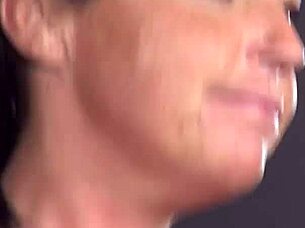 A European babe shows a submissive how to perform blowjob delighted