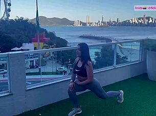 Sue gets her hands dirty and gets off with this latina BBW