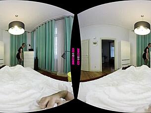 Blowjob and riding sex and extreme close up POV in attractive virtual reality