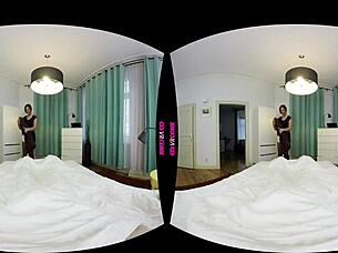 Blowjob and riding sex and extreme close up POV in attractive virtual reality