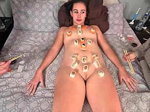 This stylish German Kinky woman loses herself in Nyotaimori, only to be used as good food for others