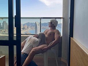Caught jerking off in public leads to naughty blowjob at hotel