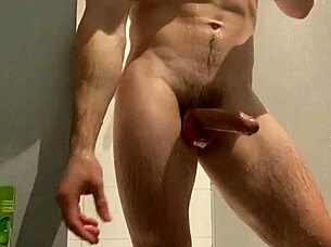 Aroused Houston teen in shower in gym