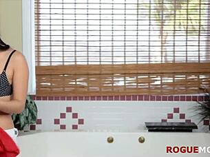 Asian stepmother and daughter lull their older man with oral skills