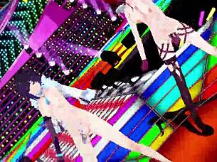 Mmd art: Sensual 3D encounter between Kafka and Yelan