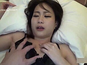 dog style in hairy asian girl gets creampied