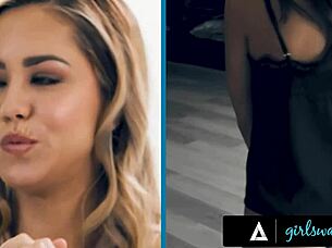Alina Lopez and Kendra Spade are a beautiful brunette and blonde who get down in some serious sensual and tender lovemaking