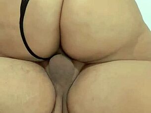 Mature blonde MILF with big ass rides her stepson's cock in homemade video. Intense blowjob and fucking action.
