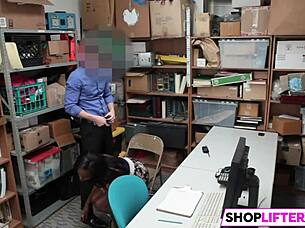 Hardcore encounter after busty black teen fails shoplifting