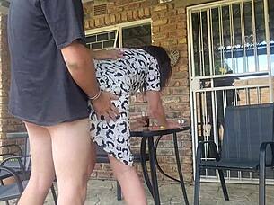 Outdoor anal sex and cum in mouth for amateur couple