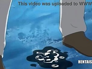 Dominant officer has sex with the most attractive females in the military force, amounting to explicit breast contact and submissive role in a Japanese animation