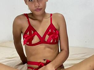 Tight pussy fucking a dildo to orgasms homemade video
