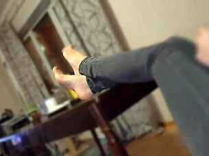Hot brunette gets her feet fucked before getting nailed