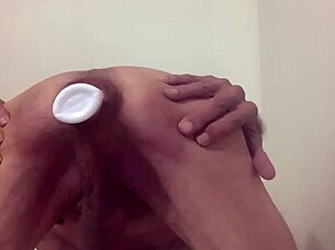 POV of amateur couple exploring anal play and masturbation