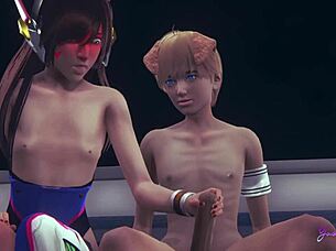 Overwatch yaoi fanfic, a sensual massage and handjob by D.Va