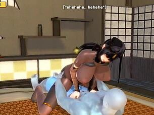 A silver man with big breasts and Arab queen hentai 3D animation