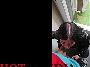 Hardcore sex on a fire escape is explored by amateur couple