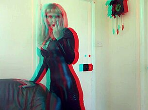 free 3D movie helps Bettie in catsuit tease and dominate cameraman