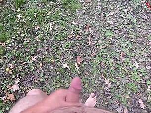 Dirty talk solo outdoor masturbation with a cumshot