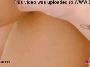 Intimate self pleasuring of blonde teen