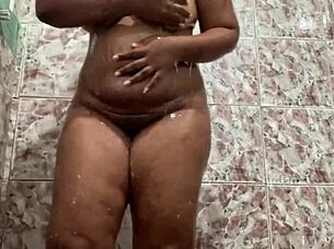 Petite Black Mom caught on camera intimate moment
