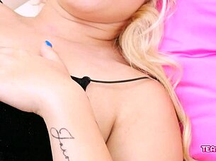 Intimate self pleasuring of blonde teen