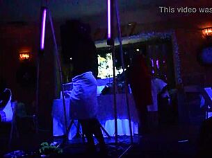A glowing performance by a black male stripper for eager milfs
