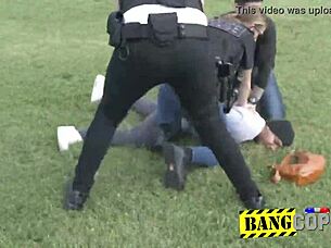 Milf cops catch purse snatcher for kinky black cock action