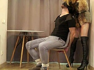 Prepare yourself for those bondage femdom shenanigans with heels, gloves, and fur