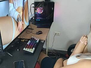 Find my stepsister watching pornography and we have vigorous sex