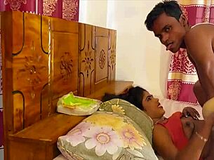 Intense anal and creampie scene between Куделькин and the slutty little Indian wife Sumona with the husband-wannabe Rubel