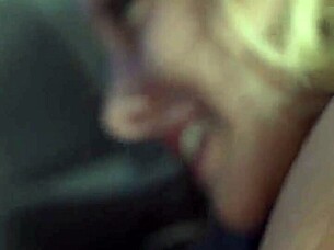A public blowjob in a car by Amateur wife
