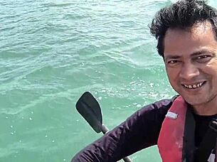 Fuck in the sea on boat