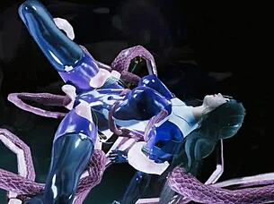 girl in latex outfit has sex with skyrim character with tentacles