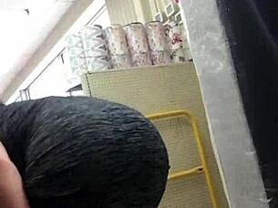 Amateur milf flaunts pussy in local store