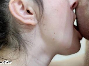 A deep throat and ejaculation inside a messy oral sex