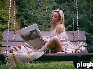 Little blonde MILF Zhenya Belaya shows off her fantastic body in the Playboy movie