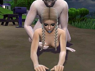 A young girl, and her old father with her around