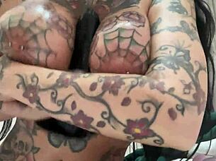 Sole masturbation video where a pierced nipple is oiled and played with
